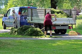 men cleaning lawn